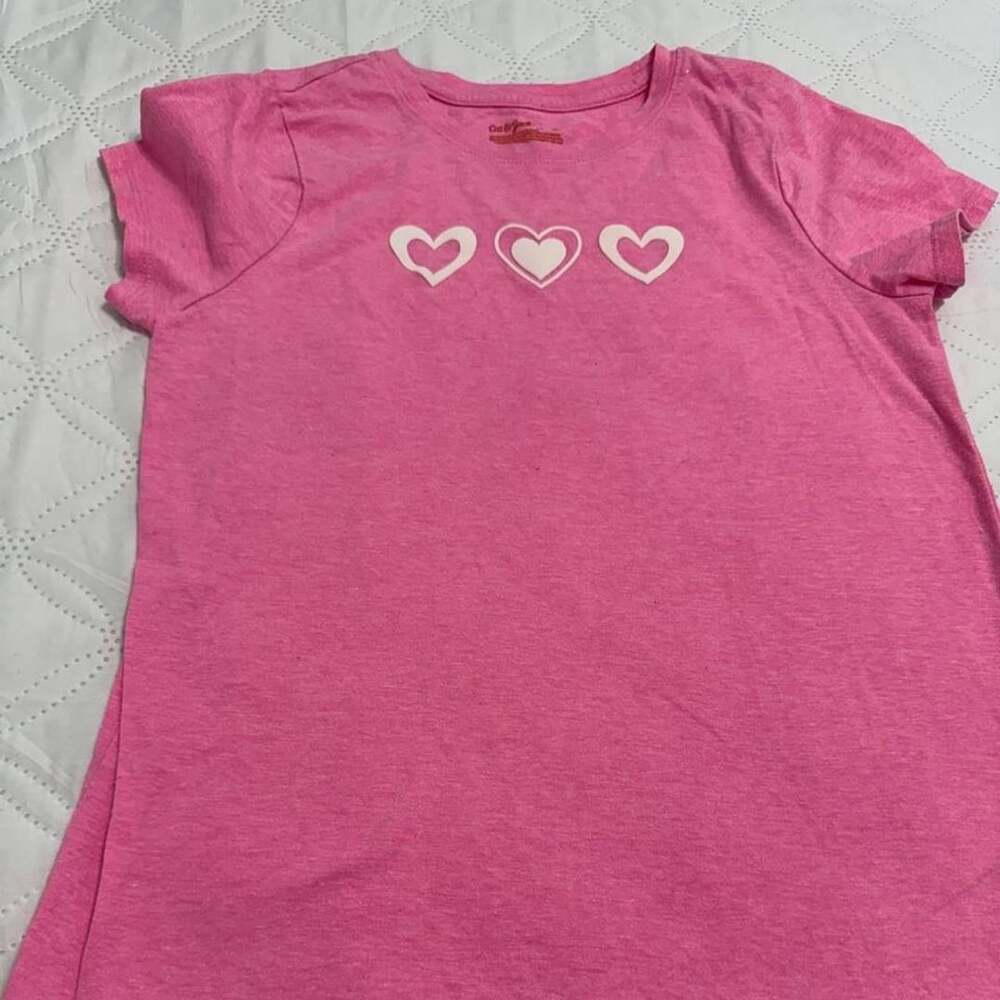 Cat & Jack Pink Triple Heart Graphic Short Sleeve T-Shirt